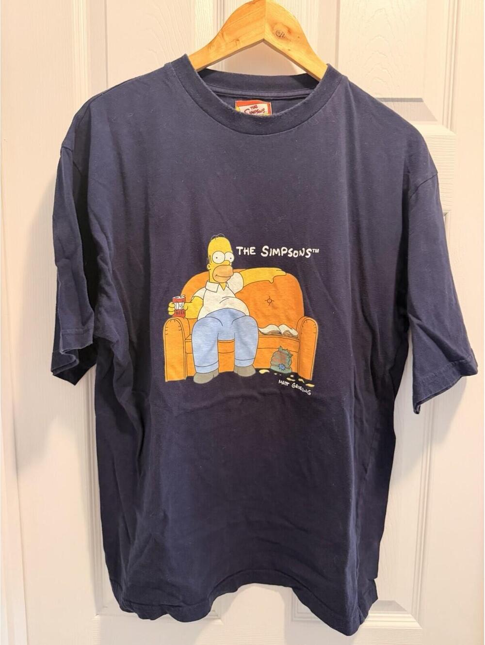 VTG Homer Simpson Couch Mens T-Shirt Rare Navy Size Med 90’s